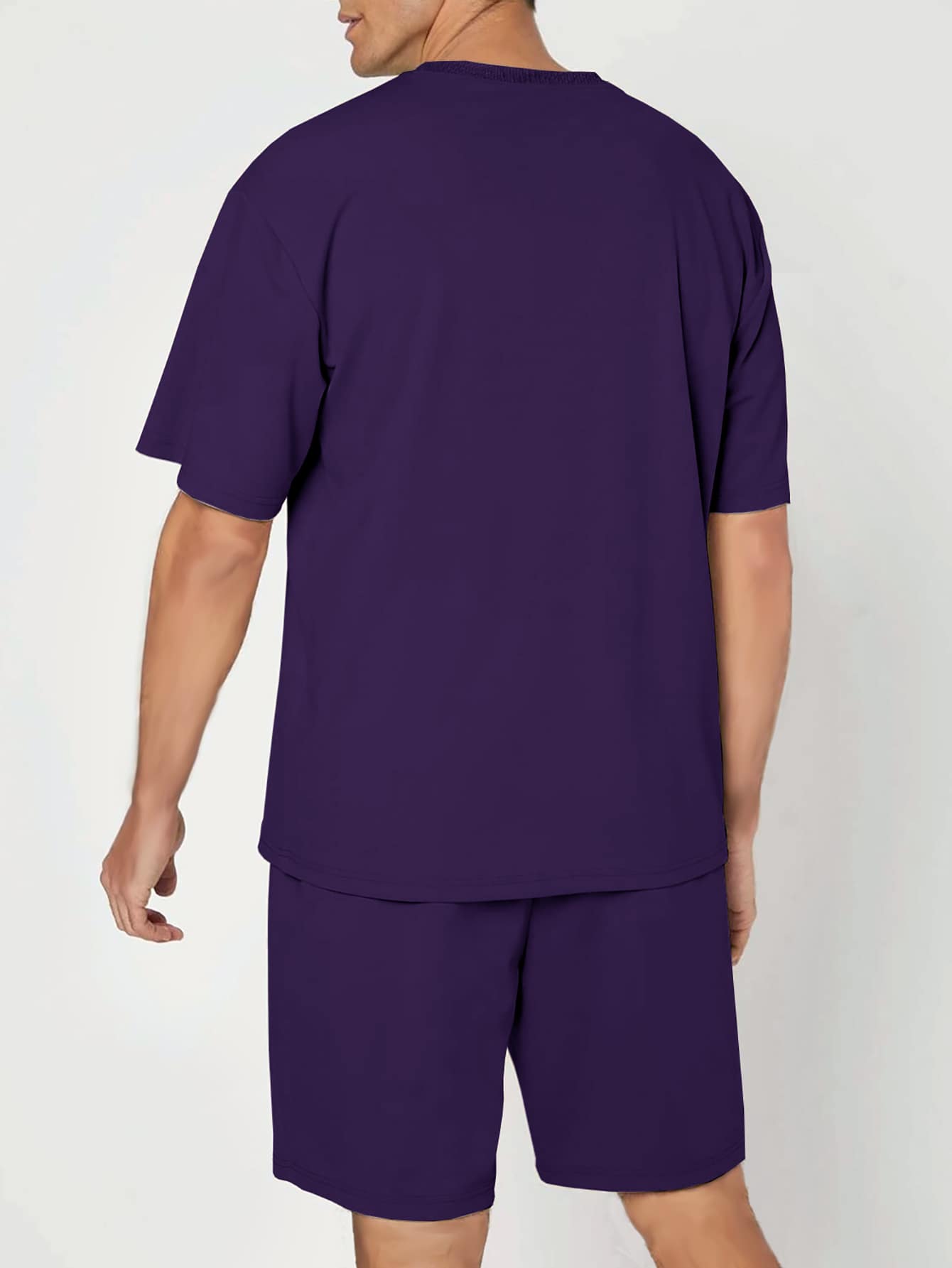 Men Letter Graphic Tee & Drawstring Waist Shorts