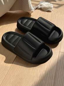 Giày trượt đơn cho nam, họa tiết dập nổi một dây EVA - màu đen - Xem 1