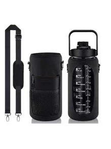 1PC 2000ML Vỏ Nước Màu Đen, Vỏ Chai Nước Thể Thao Bằng Vải Cho Ngoài Trời - màu đen - Xem 1