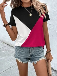 SHEIN LUNE 撞色T恤 - 彩色 - 查看 4