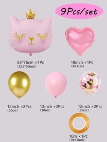 9入組皇冠貓氣球套裝 - 彩色 - 查看 3