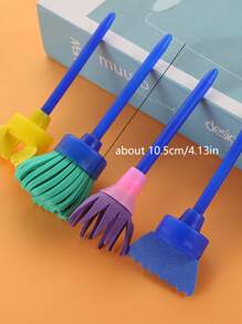 4件套混色油漆海綿刷套裝簡單多用途油漆刷適合兒童DIY油漆工藝繪畫 - 彩色 - 查看 2