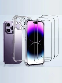 3入組強化玻璃高清手機保護膜和 1入組透明手機殼相容於 iPhone 15/15Pro/15Plus/15Promax - 無色 - 查看 2
