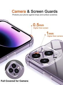 3入組強化玻璃高清手機保護膜和 1入組透明手機殼相容於 iPhone 15/15Pro/15Plus/15Promax - 無色 - 查看 4