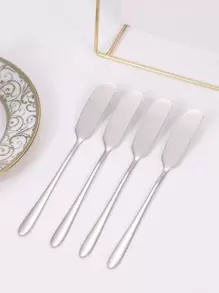 2/4/6件不锈钢黄油刀套装、果酱涂抹器、黄油卷发器、蛋糕装饰工具、融化黄油刷、奶酪切片器、奶油甜点刀、沙拉酱涂抹器 - 銀色 - 查看 1