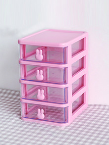 Caja de almacenamiento de cosméticos de gran capacidad, organizador de maquillaje de 1 pieza con 4 cajones, organizador de encimera para cosméticos, soporte de tocador para lápiz labial, cepillos, lociones, sombras de ojos, esmalte de uñas y joyas - Rosa Pálido - Ver 2