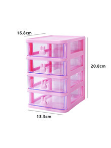 Caja de almacenamiento de cosméticos de gran capacidad, organizador de maquillaje de 1 pieza con 4 cajones, organizador de encimera para cosméticos, soporte de tocador para lápiz labial, cepillos, lociones, sombras de ojos, esmalte de uñas y joyas - Rosa Pálido - Ver 3