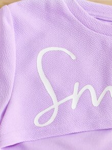 SHEIN 女孩字母圖案吊帶背心和短褲和超短款T恤