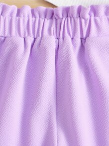 SHEIN 女孩字母圖案吊帶背心和短褲和超短款T恤