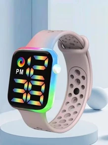 Đồng hồ điện tử chống nước phát sáng đầy màu sắc - Hồng - Xem 1