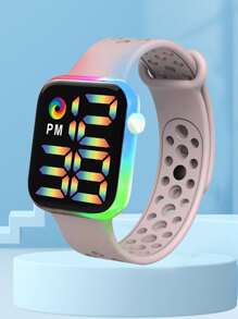 Đồng hồ điện tử chống nước phát sáng đầy màu sắc - Hồng - Xem 2