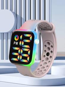 Đồng hồ điện tử chống nước phát sáng đầy màu sắc - Hồng - Xem 3