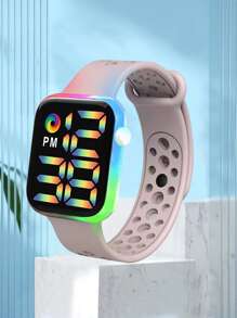 Đồng hồ điện tử chống nước phát sáng đầy màu sắc - Hồng - Xem 6