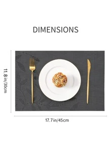 1 PC PVC Placemat, Thảm trải bàn hình chữ nhật họa tiết lá cho bàn ăn - Nhiều màu - Xem 2