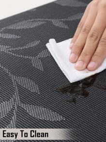 1 PC PVC Placemat, Thảm trải bàn hình chữ nhật họa tiết lá cho bàn ăn - Nhiều màu - Xem 5