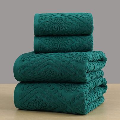 QIBHI 1/3件装提花欧式100%纯棉毛巾（轻便实用），可选1条浴巾或1条面巾，柔软吸水，适用于浴室、酒店、健身房、旅行、送礼、沙龙、运动、户外、海滩、学校、返校季、旅行配件、家居用品、毛巾、护肤品