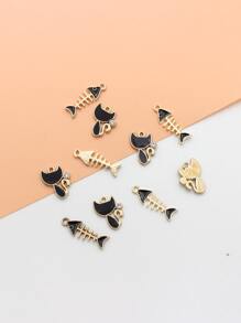 10 Cái/bộ Thời Trang Hợp Kim Kẽm Đá Trang Trí Xương Cá Tự Làm Nữ Mặt Dây Chuyền Tự Làm Trang Sức Làm - màu đen - Xem 2