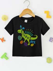 Toddler Boys Dinosaur Print Tee - Black - View 1