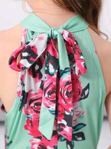 Đầm Gái Buộc lại Hoa Boho - Màu xanh Bạc hà - Xem 6