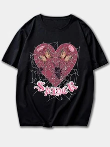 ROMWE MEN Nam Tim & In bướm Áo thun - màu đen - Xem 1