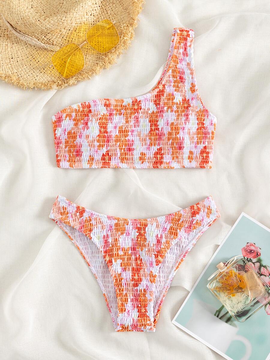 Swim Mod Bộ bikini một vai in hoa đi biển mùa hè - Nhiều màu - Xem 1