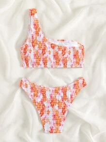 Swim Mod Bộ bikini một vai in hoa đi biển mùa hè - Nhiều màu - Xem 2