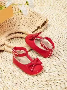 嬰兒蝴蝶結裝飾瑪麗珍平底鞋 - 紅色 - 查看 1