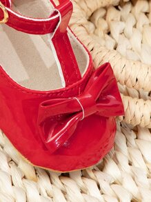 嬰兒蝴蝶結裝飾瑪麗珍平底鞋 - 紅色 - 查看 2