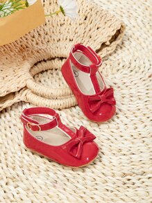 嬰兒蝴蝶結裝飾瑪麗珍平底鞋 - 紅色 - 查看 4