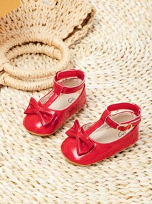 嬰兒蝴蝶結裝飾瑪麗珍平底鞋 - 紅色 - 查看 5