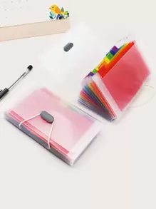 1pc Organ File Folder With Rope Button - Multicolor - View 1