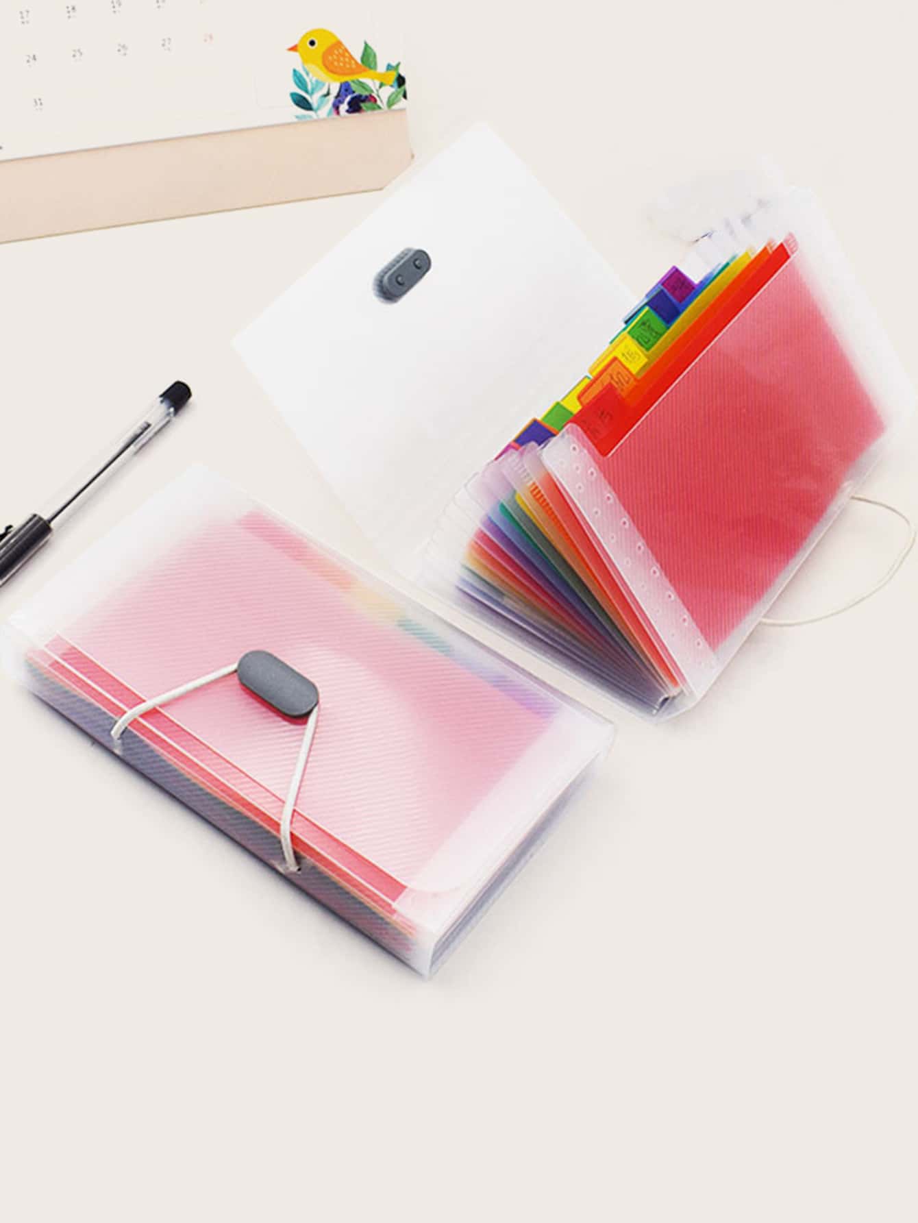 1pc Organ File Folder With Rope Button - Multicolor - View 1