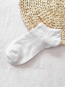 1雙女式素色休閒風格隱形襪適合日常生活 - 白色 - 查看 1