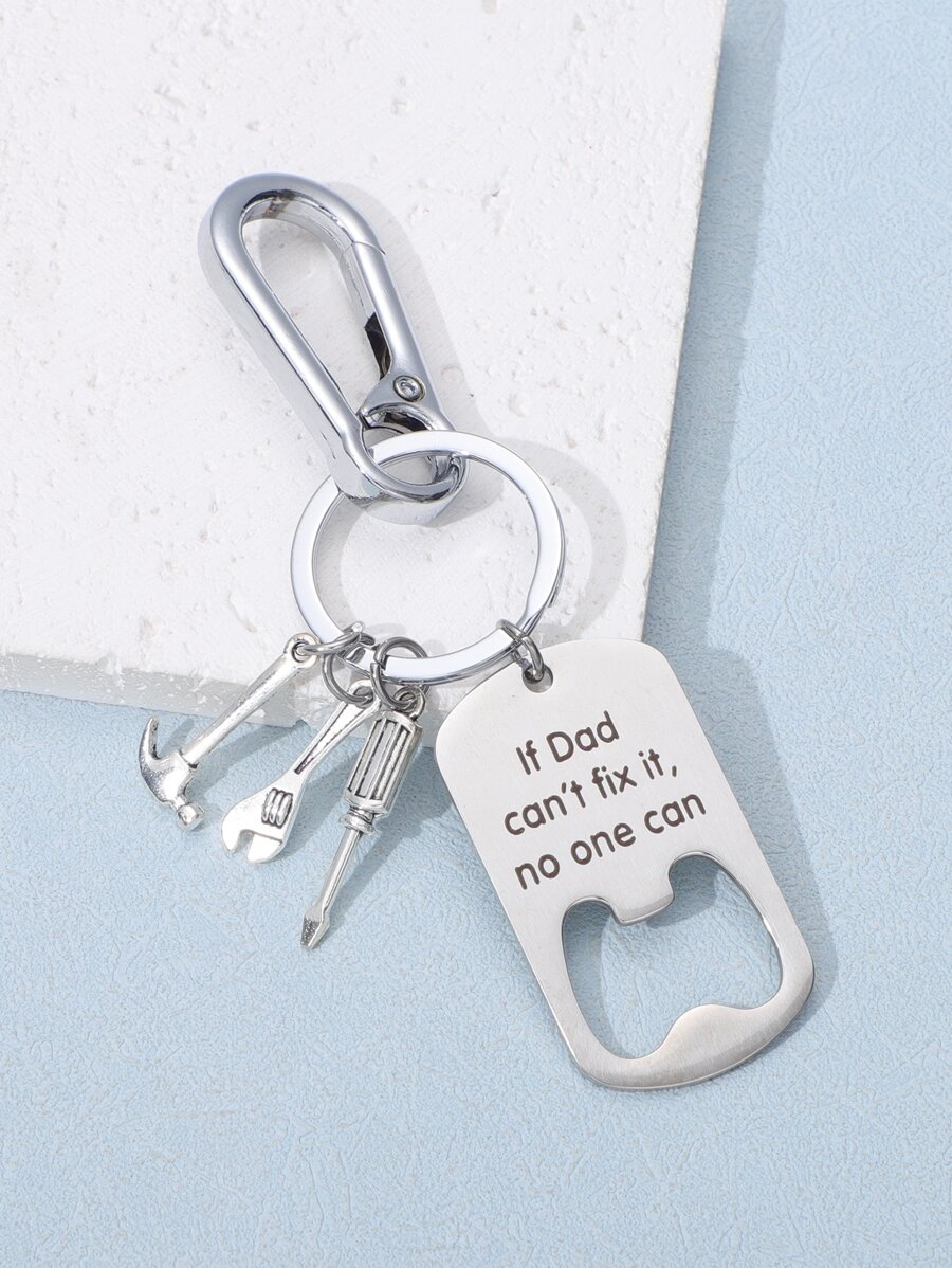 1 Nam Khẩu Hiệu Chi Tiết Nút Chai & Tua Vít Charm Đa Năng Thời Trang Móc Khóa Cho Cuộc Sống Hàng Ngày - Bạc - Xem 1