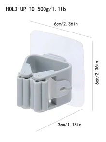 11lbs Max Weight Broom Hanger Storage Rack - Keep Your Bathroom Organized with Seamless Mop Hooks - Grey - View 3