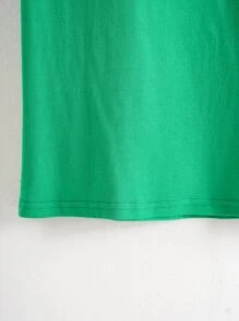 SHEIN EZwear Solid Crew Neck Tee - Green - View 3