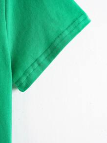 SHEIN EZwear Solid Crew Neck Tee - Green - View 4