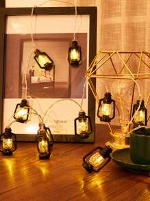 1pc 4.9/9.8Ft Plastic Kerosene Bottle Decorative Light String,Battery Operated Vintage Black Lantern Decor String Light For Home,Garden, Camping, Party,Courtyard Decoration - Yellow - View 5