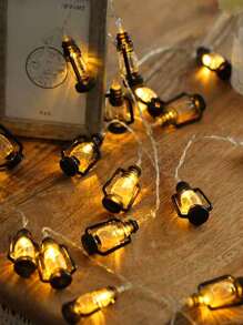 1pc 4.9/9.8Ft Plastic Kerosene Bottle Decorative Light String,Battery Operated Vintage Black Lantern Decor String Light For Home,Garden, Camping, Party,Courtyard Decoration - Yellow - View 6