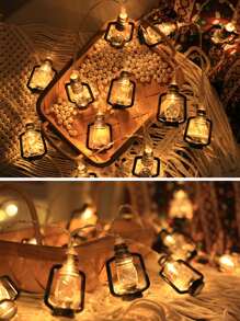 1pc 4.9/9.8Ft Plastic Kerosene Bottle Decorative Light String,Battery Operated Vintage Black Lantern Decor String Light For Home,Garden, Camping, Party,Courtyard Decoration - Yellow - View 7