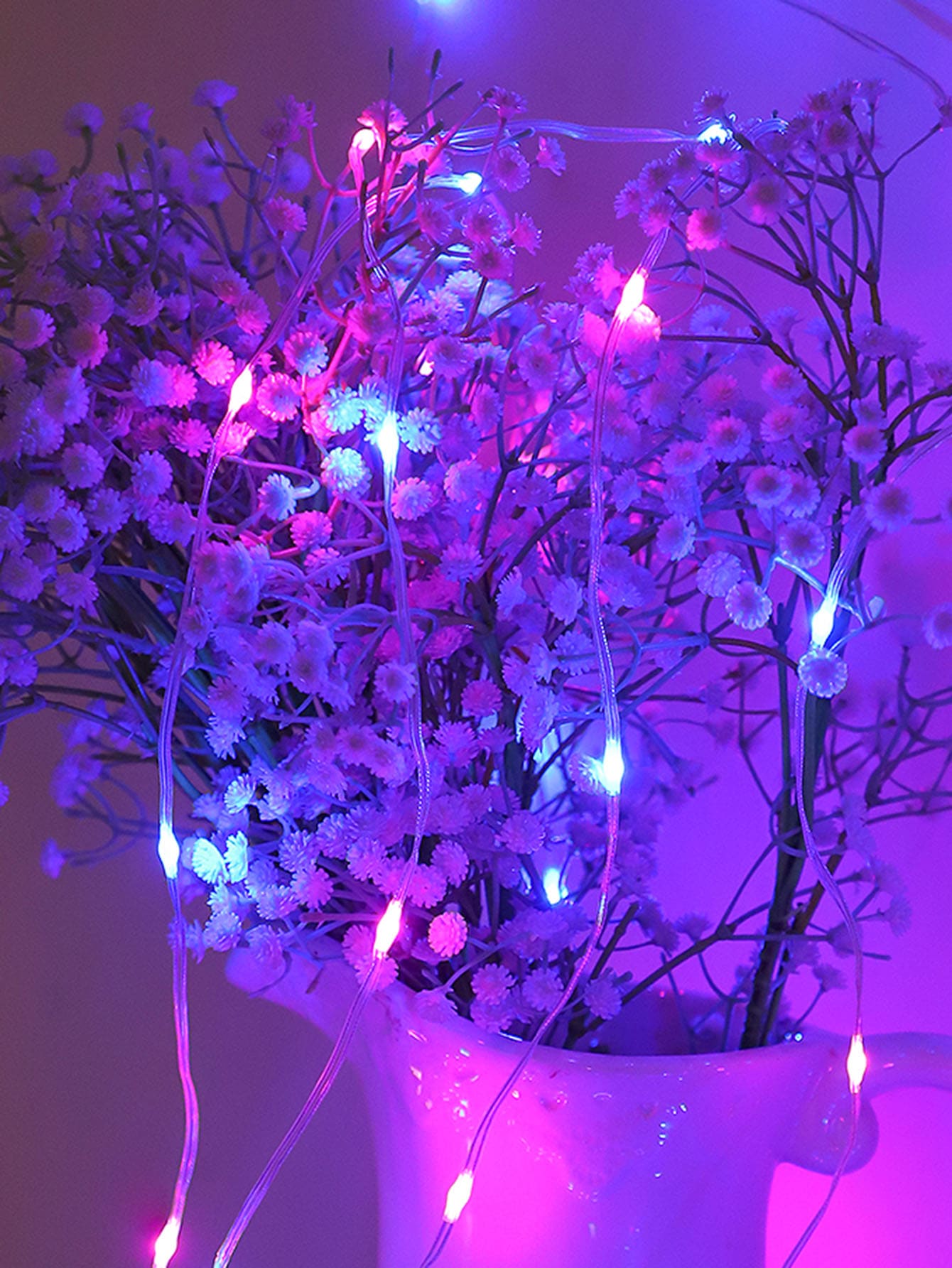 1入組3.2/16.4英尺塑膠銅線裝飾藍粉色燈串，電池操作仙女裝飾燈，適用於家庭、花園、露營、派對、婚禮、庭院裝飾