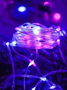 1入組3.2/16.4英尺塑膠銅線裝飾藍粉色燈串，電池操作仙女裝飾燈，適用於家庭、花園、露營、派對、婚禮、庭院裝飾 - 彩色 - 查看 3