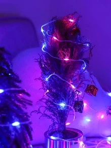 1入組3.2/16.4英尺塑膠銅線裝飾藍粉色燈串，電池操作仙女裝飾燈，適用於家庭、花園、露營、派對、婚禮、庭院裝飾 - 彩色 - 查看 4