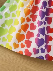 小女童愛心圖案腰部鏤空吊帶連衣裙 - 彩色 - 查看 4