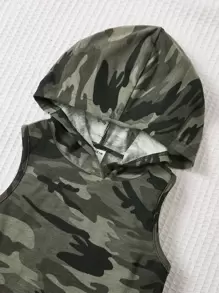 SHEIN Leap Crew Cô gái Tween Camo In áo có mũ Áo ba lỗ & Xà cạp - Nhiều màu - Xem 4