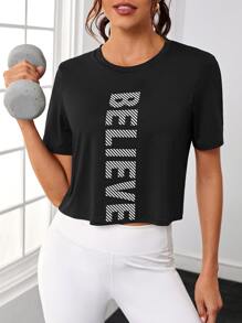 Easithlete 无缝露背瑜伽健身长袖 T 恤健身上衣修身衬衫健身背心 - 黑色 - 查看 1