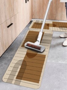 1入組幾何圖案廚房地毯廚房用現代滌綸防滑廚房墊