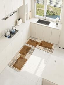 1入組幾何圖案廚房地毯廚房用現代滌綸防滑廚房墊