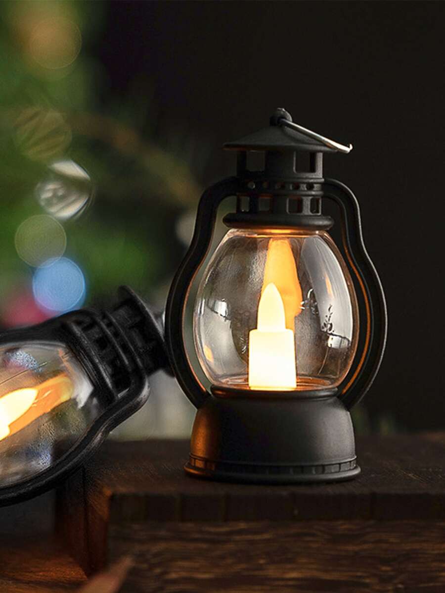 1 farol de decoración LED Vintage, lámpara decorativa de escritorio con forma de farol Vintage para el hogar - Amarillo - Ver 1