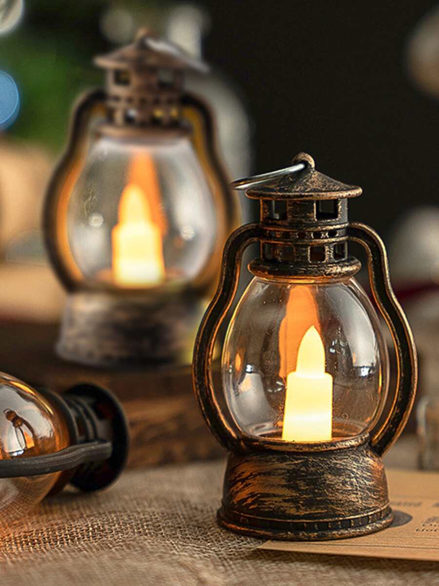 1 farol de decoración LED Vintage, lámpara decorativa de escritorio con forma de farol Vintage para el hogar - Amarillo - Ver 1